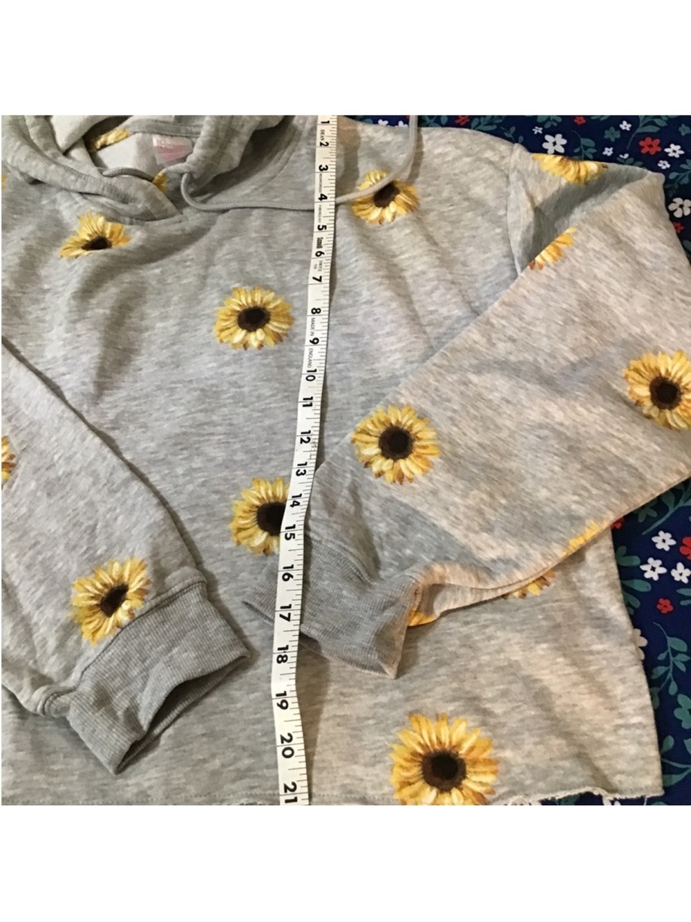 NWT No Boundaries floral sunflower Gray Hoodie sweatshirt xxl - Picture 4 of 9